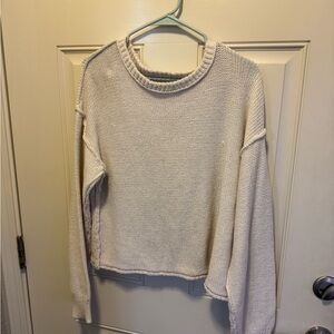 By Together Cozy Cream Women's Sweater Reverse Stitch Size Large 100% Cotton